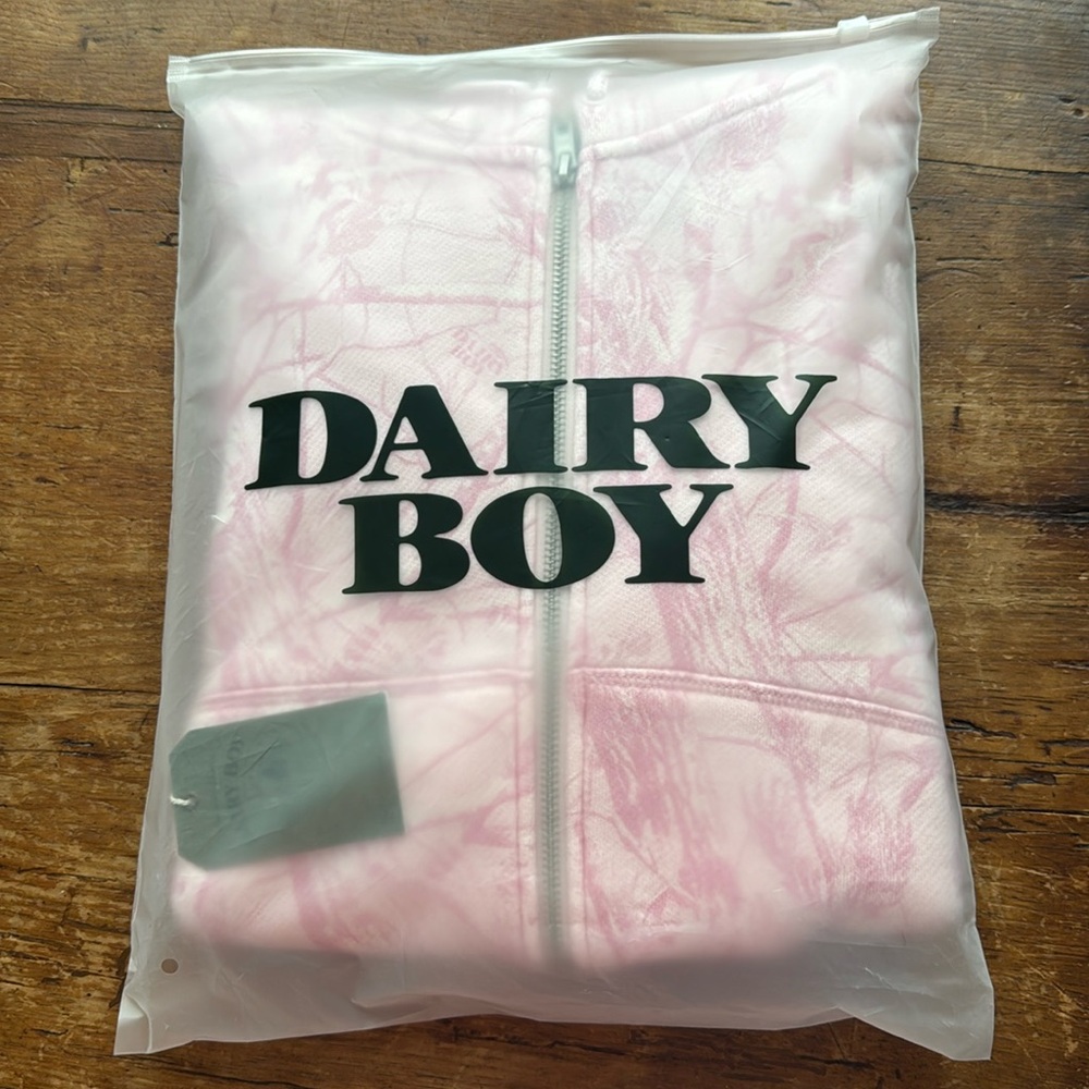 Dairy Boy Bubblegum Camo Cropped Zip Hoodie Sz M